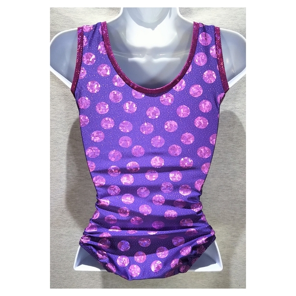 GymGear Mystique Polka Dot Print Gymnastics Leotard - Teen XS - Picture 3 of 7